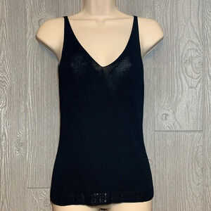 Anne Klein Black Beaded Knit Tank Top S